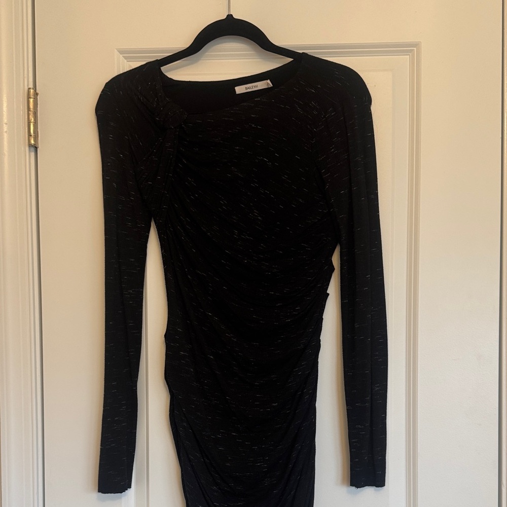 Bailey 44 Black with subtle woven white dress.